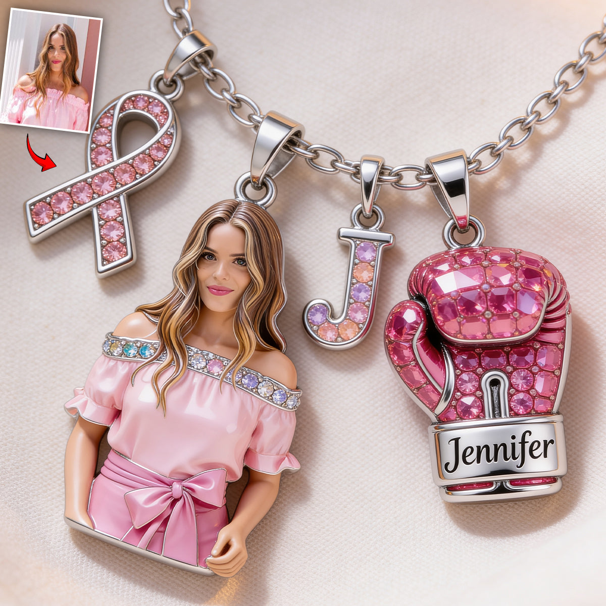 Breast Cancer Survivor - Personalized Breast Cancer Awareness Metal Necklaces With Pendants
