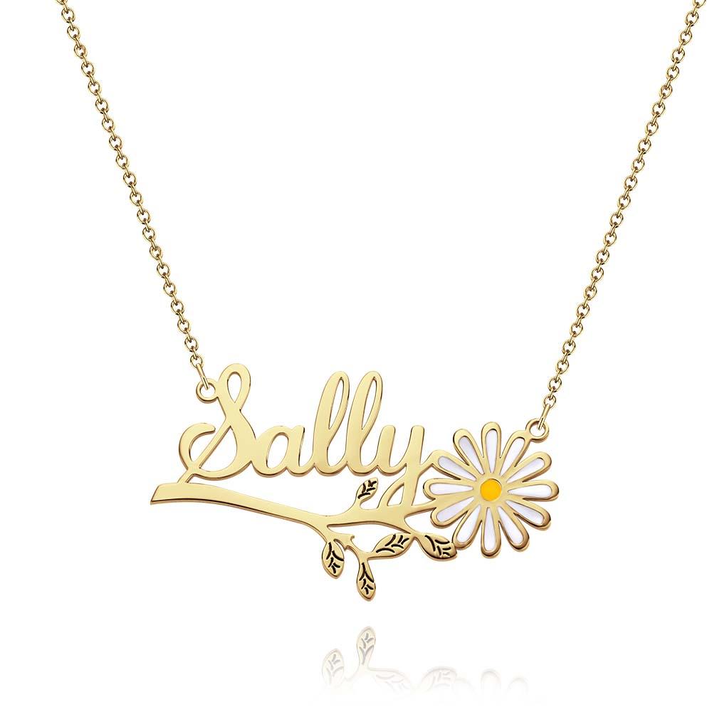 Any Name Daisy Flower - Personalized Daisy Name Necklace