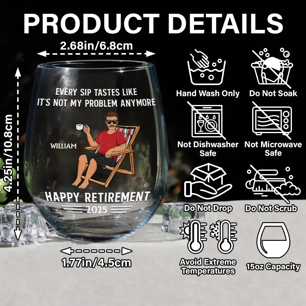 Personalized Retirement Wine Glass – Custom Gift for Retirees