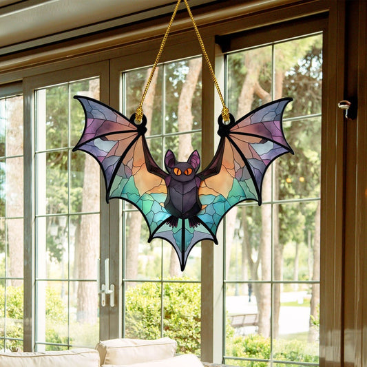 Hanging Bat Acrylic Ornament, Halloween Bat Window Hanging Suncatcher Ornament Halloween Window Hanging Suncatcher Ornament 0924
