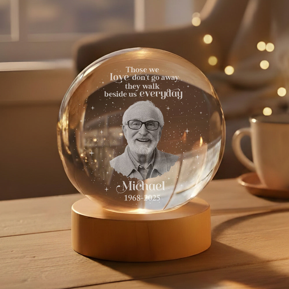 Personalized Globe Lamp Memorial Photo Gift, 'I'm Always With You' Warm Night Light for Mom Remembrance