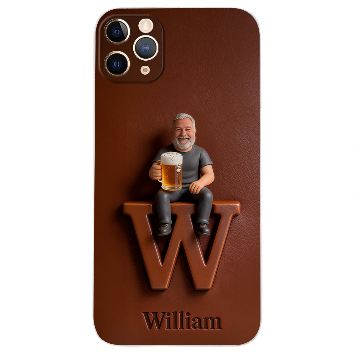 Custom Any Photo - Personalized Beer 3D Embossed Leather Phone Case