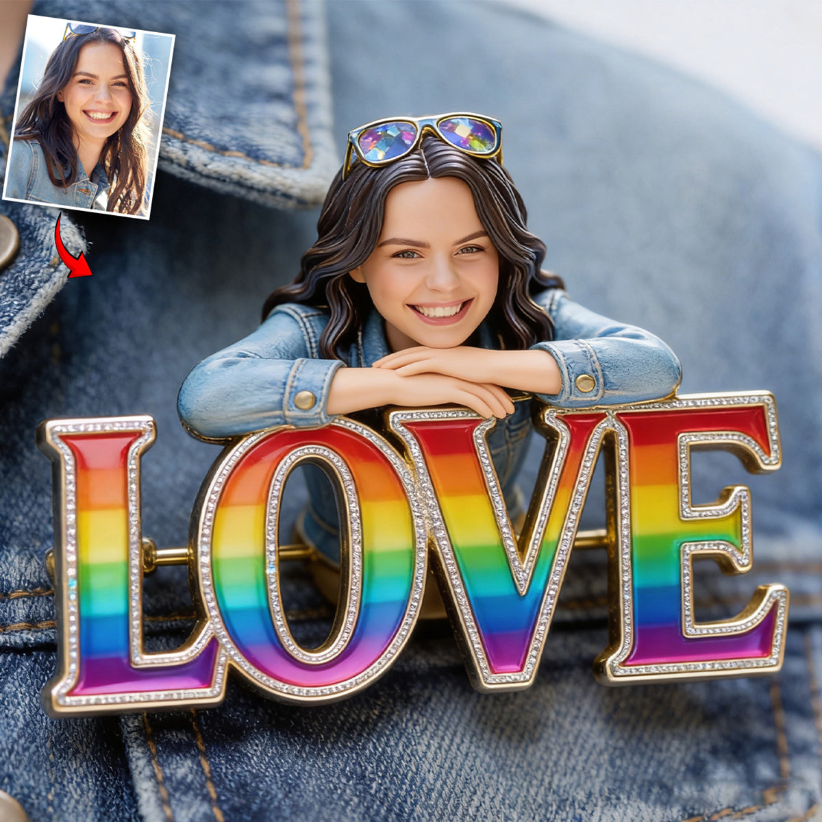 Custom Any Photo - Personalized LGBT Support 3D Embossed Enamel Pin