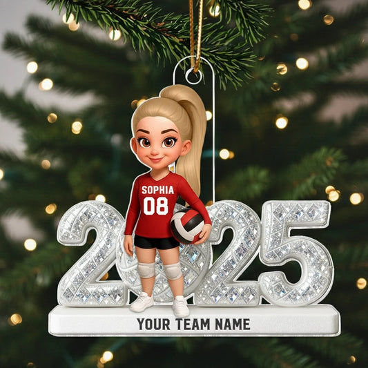 Custom Volleyball Girl Acrylic Ornament | Sparkling Year Design, Celebrating Youthful Spirit, Perfect Gift for Sports Girls