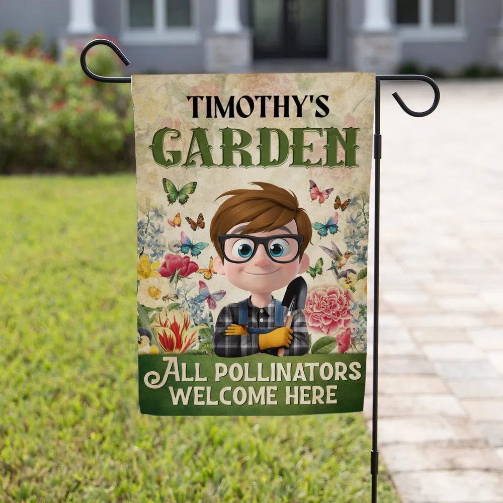 Custom Garden Flag Only for Garden Lovers, Whimsical Butterfly Florals and Friendly Gardener, A Heartwarming Unique Gift