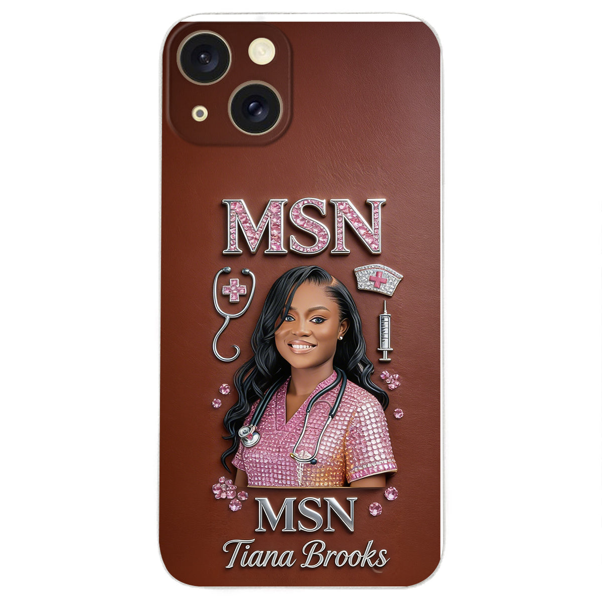 Any Title - Gifts For Nurse, Doctor - Personalized Nurse 3D Embossed Leather Phone Case