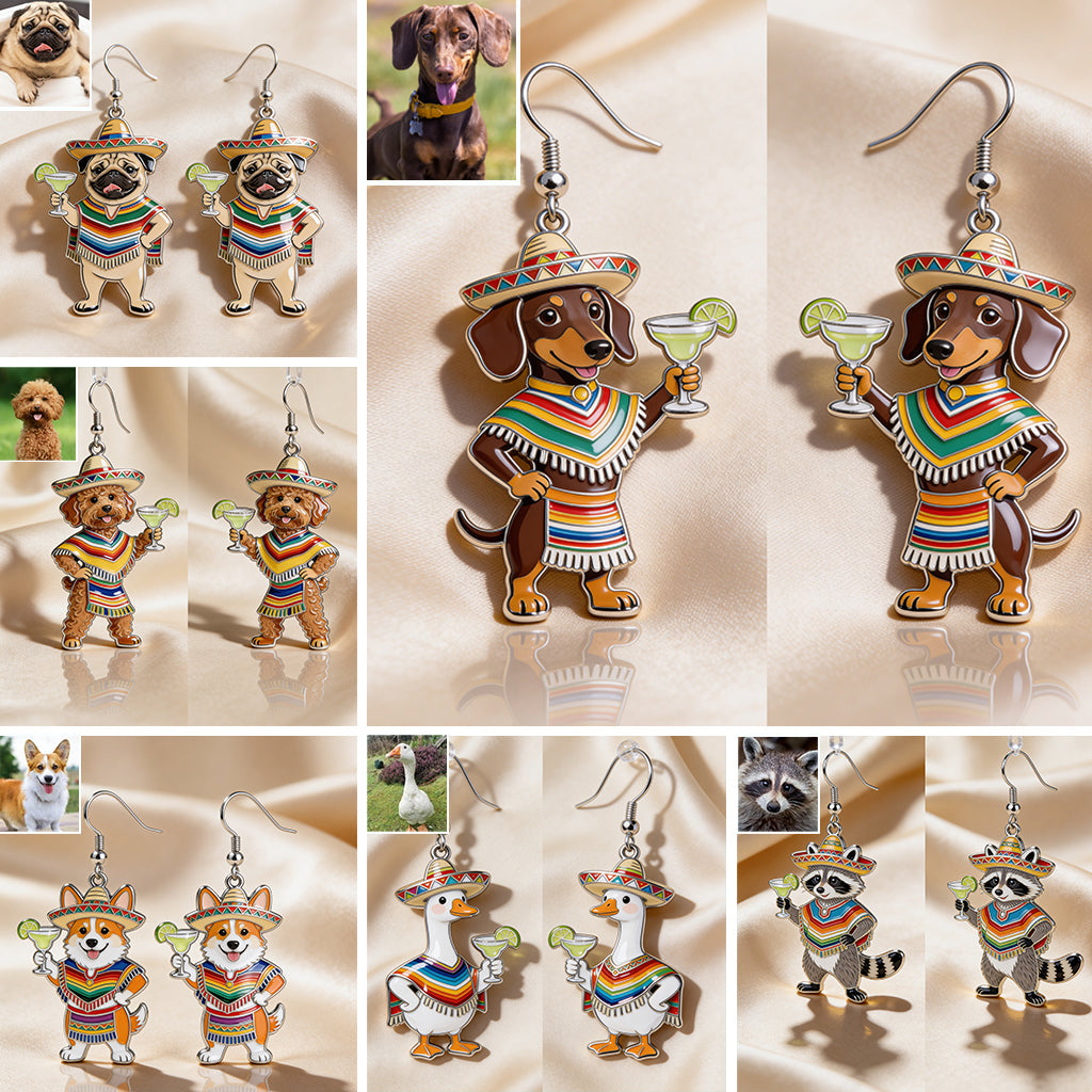 Custom Any Photo, Cinco De Mayo Earrings for Women - Personalized Dog Earrings