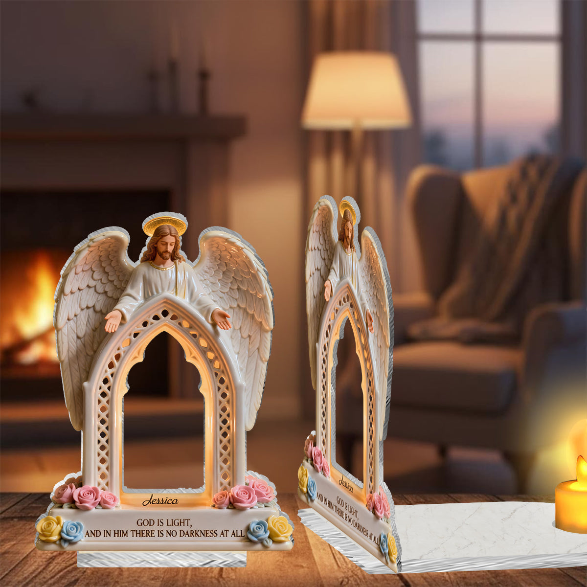 God Is Light - Personalized Christian Candle Holder Sign
