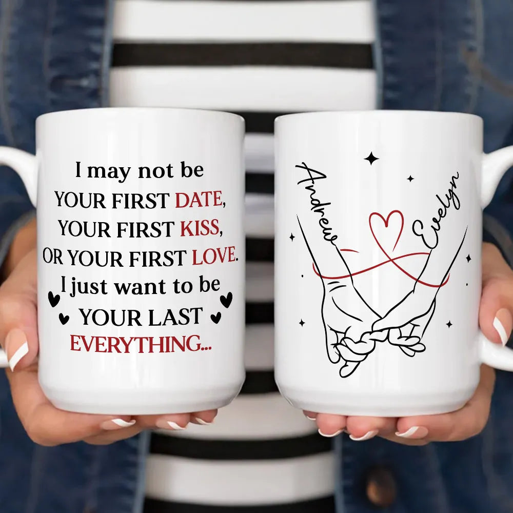 Personalized Ceramic Mug With Holding Hands Heart Quote Cute Couple Gift For Valentine's Day Morning Coffee