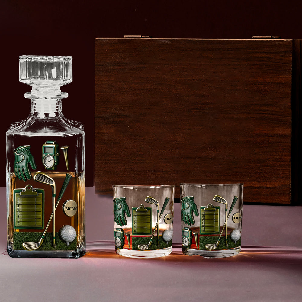 Golf is A Good Walk Spoiled - Personalized Golf Whiskey Decanter Set