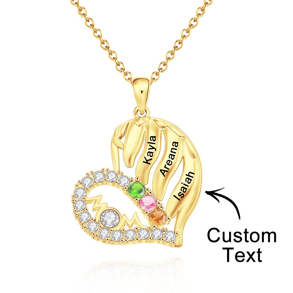 Our Family - Personalized Family Gold Heart Necklace With Birthstones
