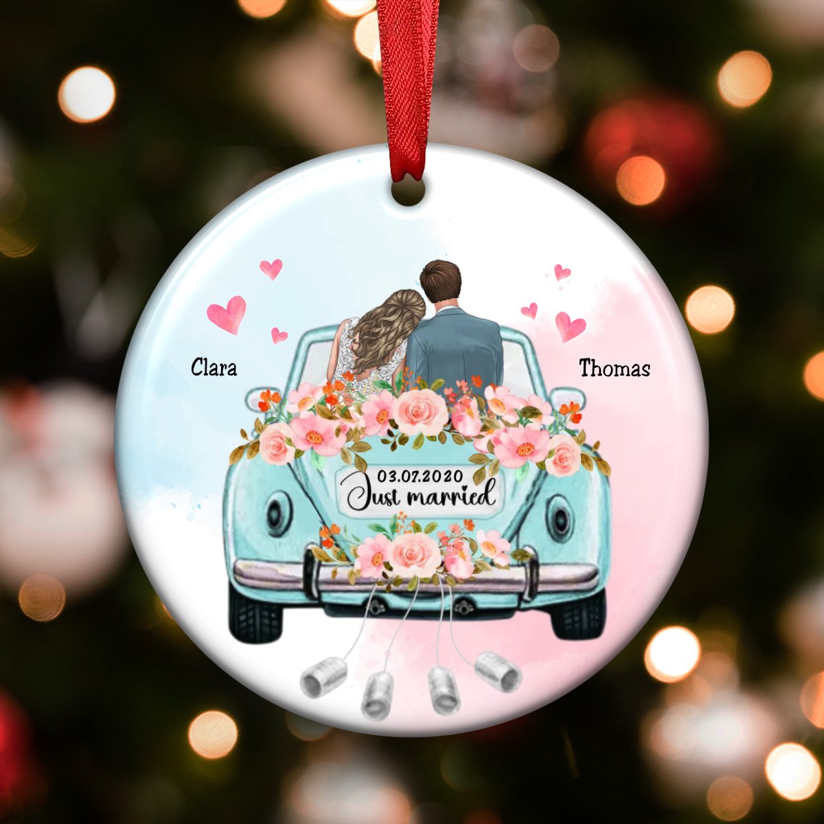 Personalized Wedding Car Ornament - Celebrate the Start of Your Love Journey