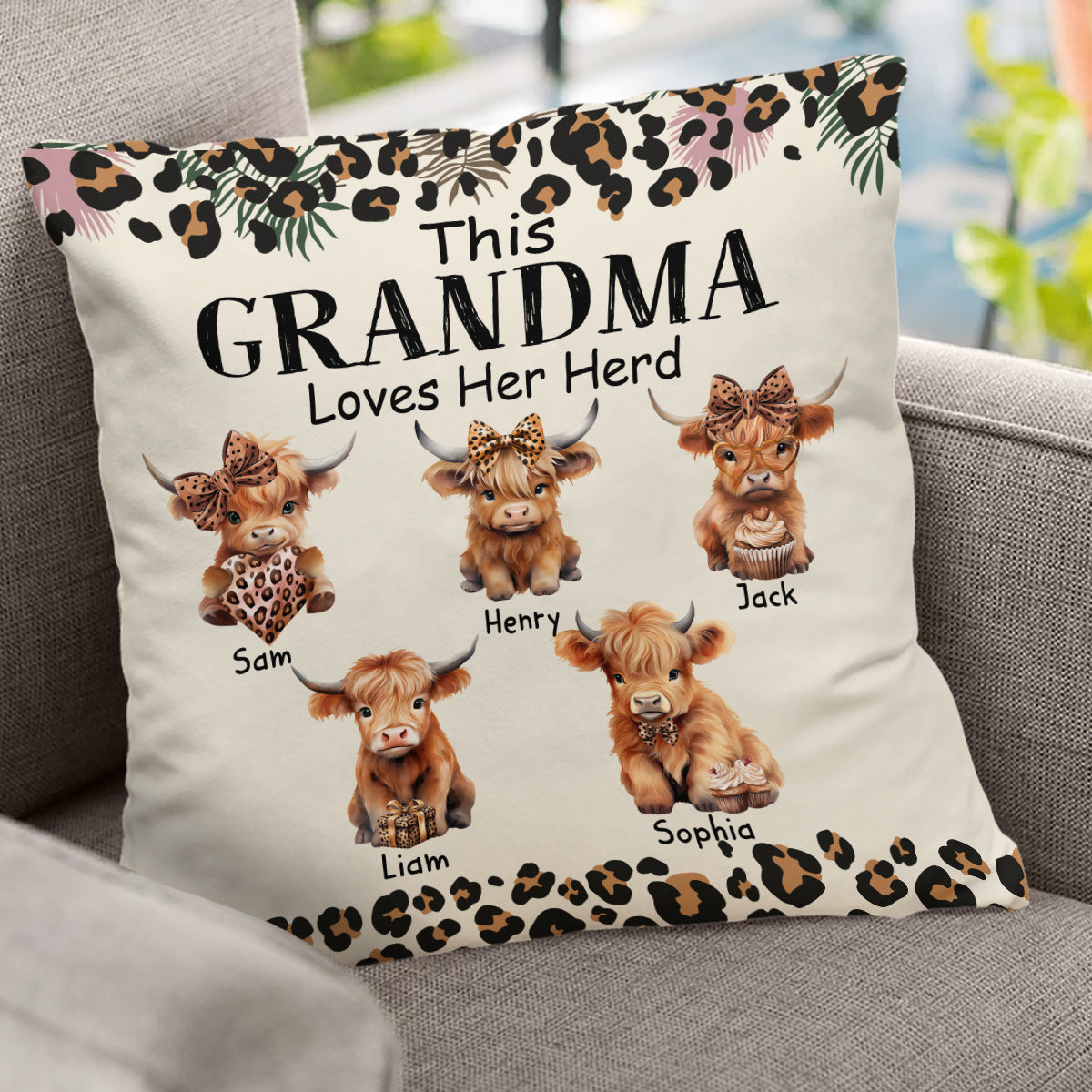 Grandma/ Nana/ Mimi... Loves Her Herd - Personalized Grandma Throw Pillow