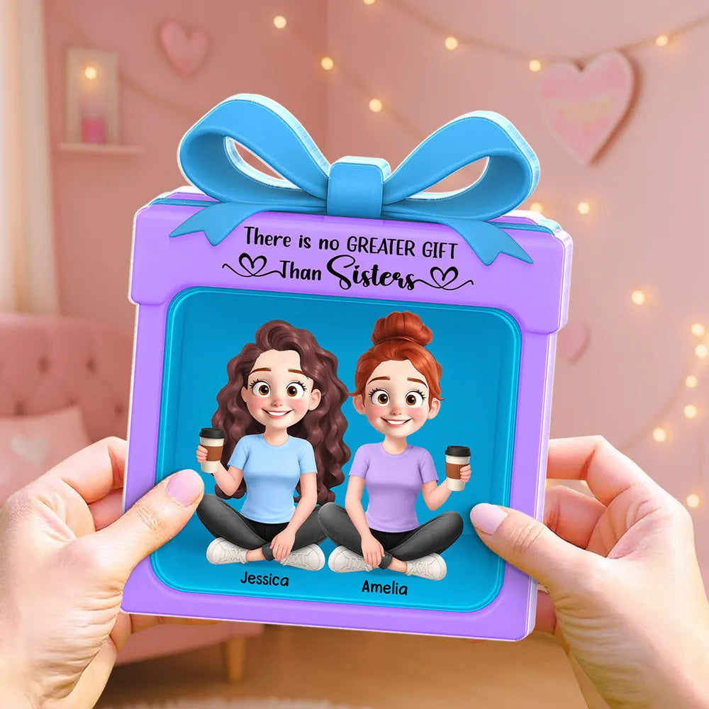 Acrylic Block Plaque in Gift Box Shape with Besties Theme, Heartwarming Design, Ideal Friendship Gift for Her