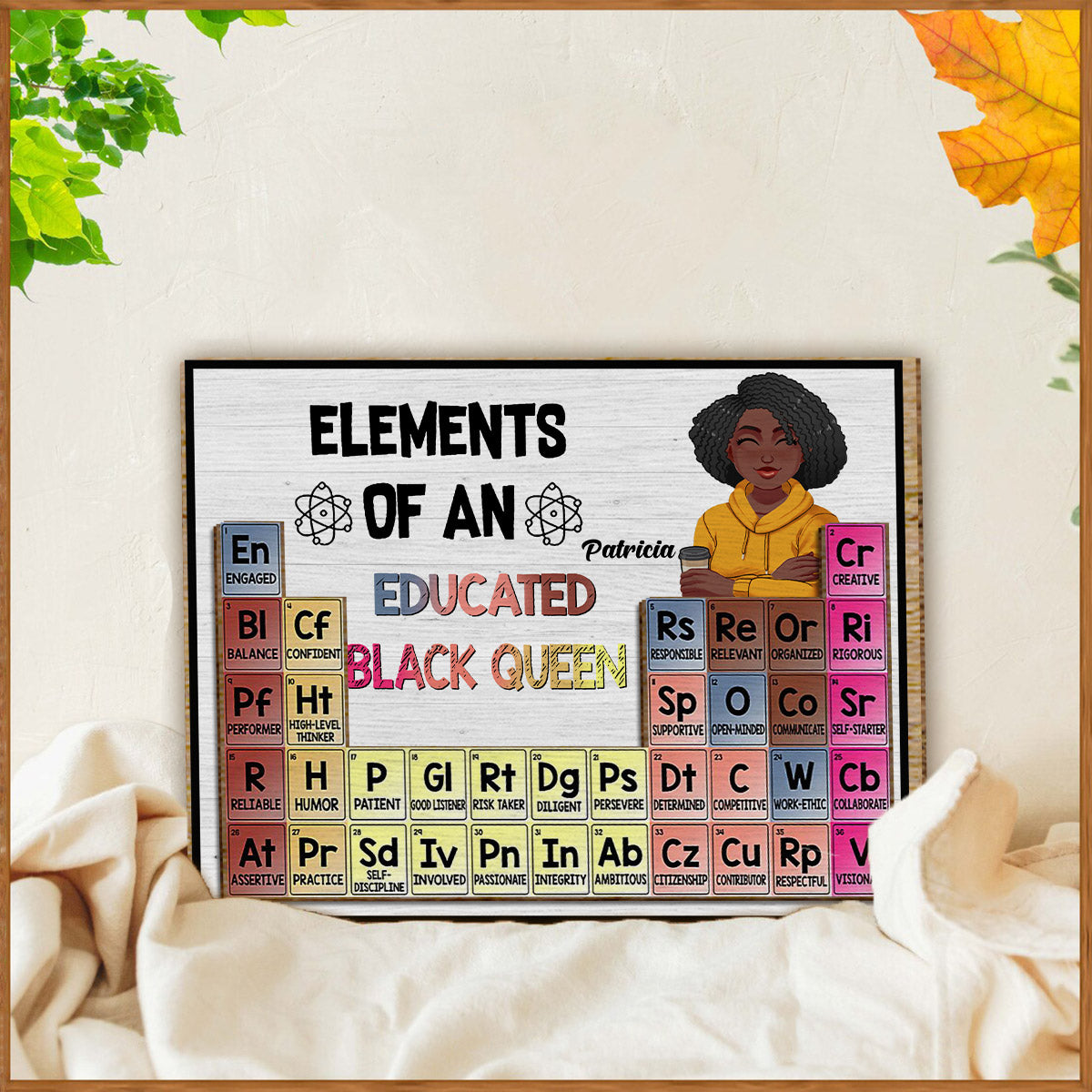 Elements Of An Educated Black Queen - Personalized African American 2 Layered Wood Sign / Wood Plaque