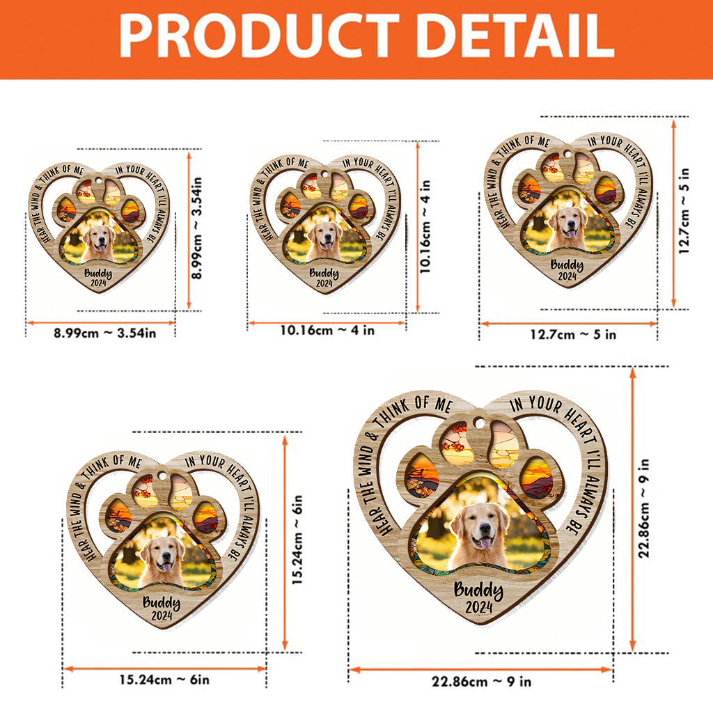 Hear The Wind And Think Of Me - Personalized Dog Wind Chime Suncatcher