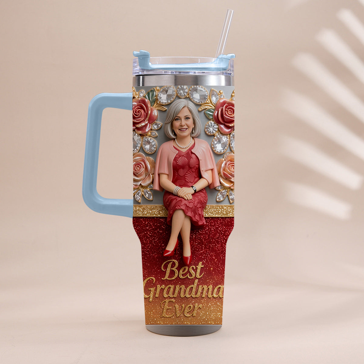 Best Grandma Ever, Perfect For Mom, Nana - Personalized Grandma Tumbler With Handle
