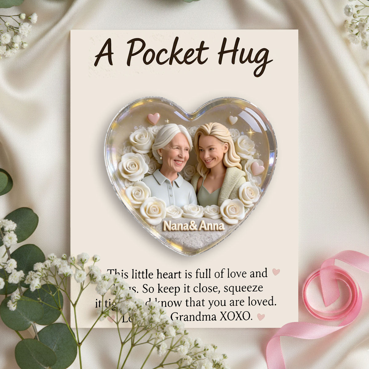 Demo Mother Keepsake Gift, Custom From Any Photo, Brithmonth Flower - Personalized Mother Pocket Hug Card (Copy)