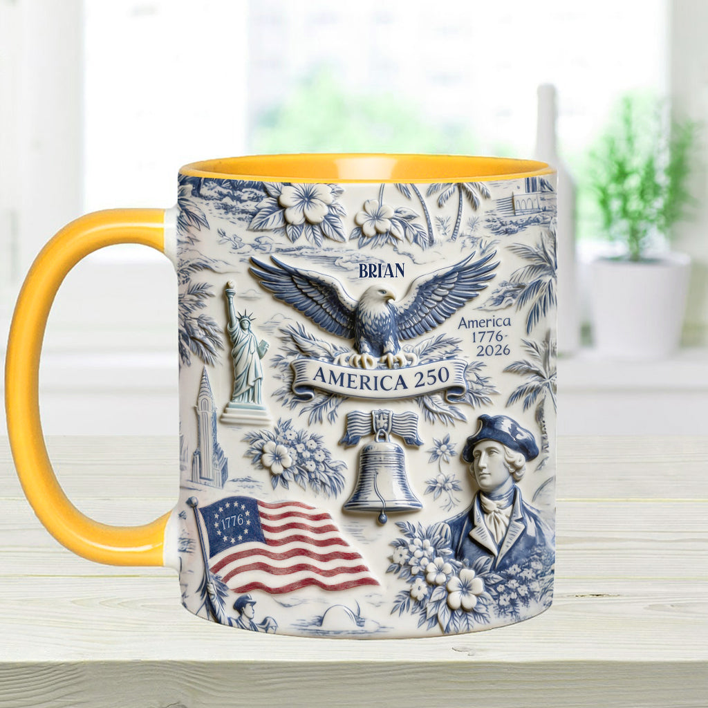 250 Years of America 1776–2026 Vintage Patriotic - Personalized Independence Day/ 4th of July Accent Mug & Coaster