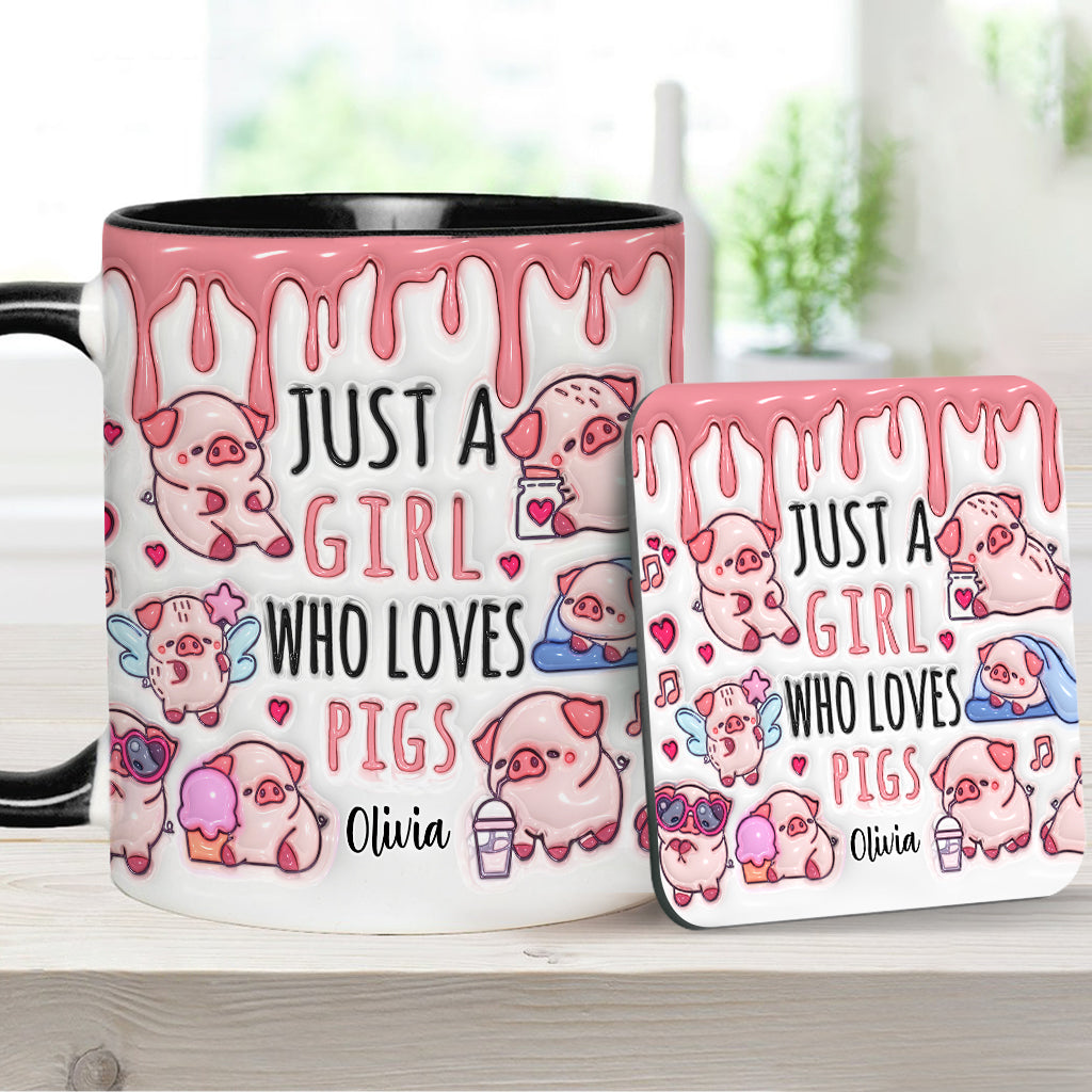 Just A Girl Who Loves Pigs - Personalized Pig Lover Accent Mug