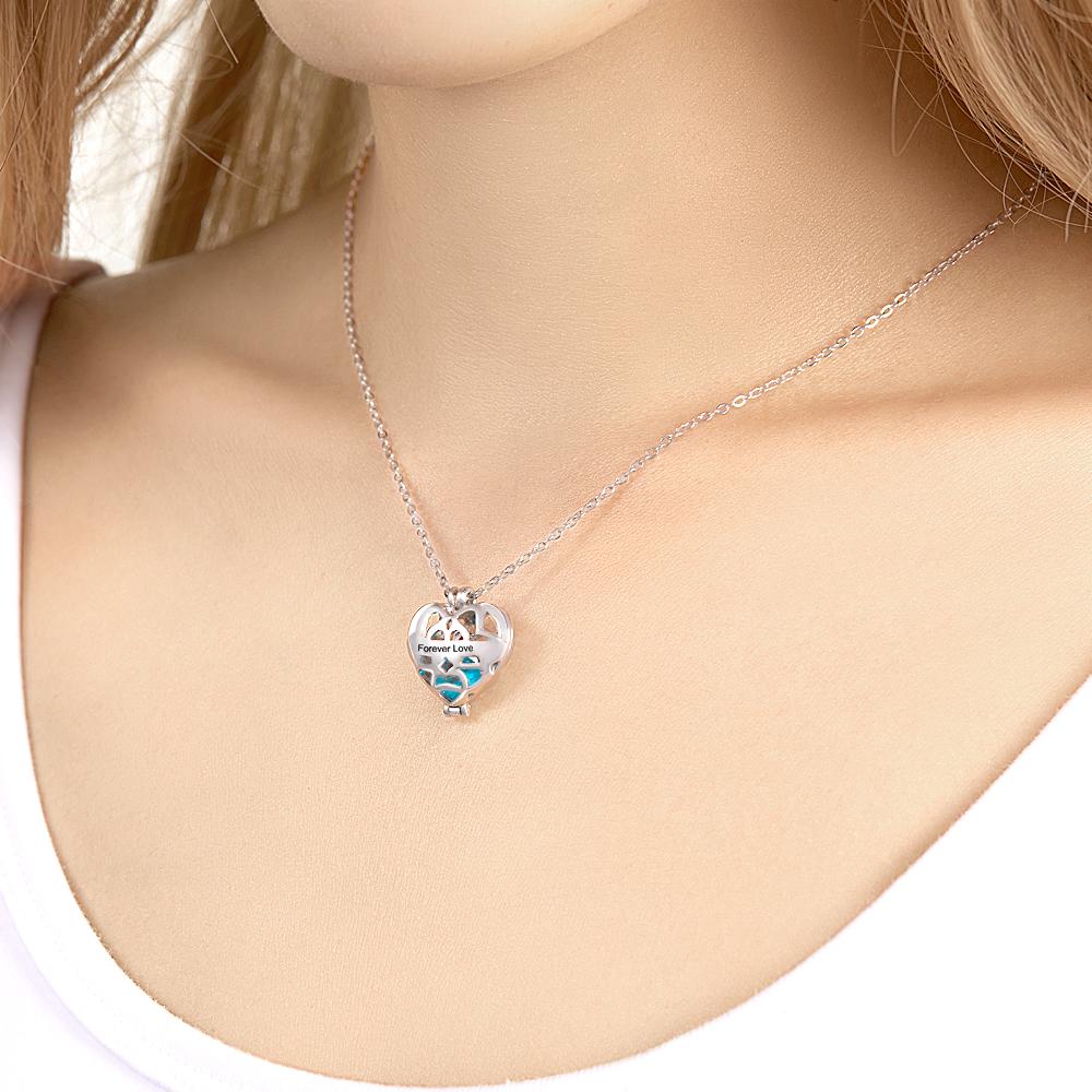Any Message - Personalized Heart Pendant Necklace With Birthstone