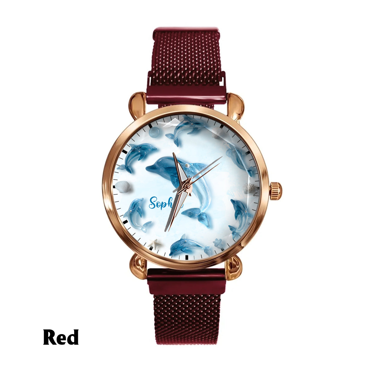 Glassy Dolphin - Personalized Dolphin Women Hand Watch