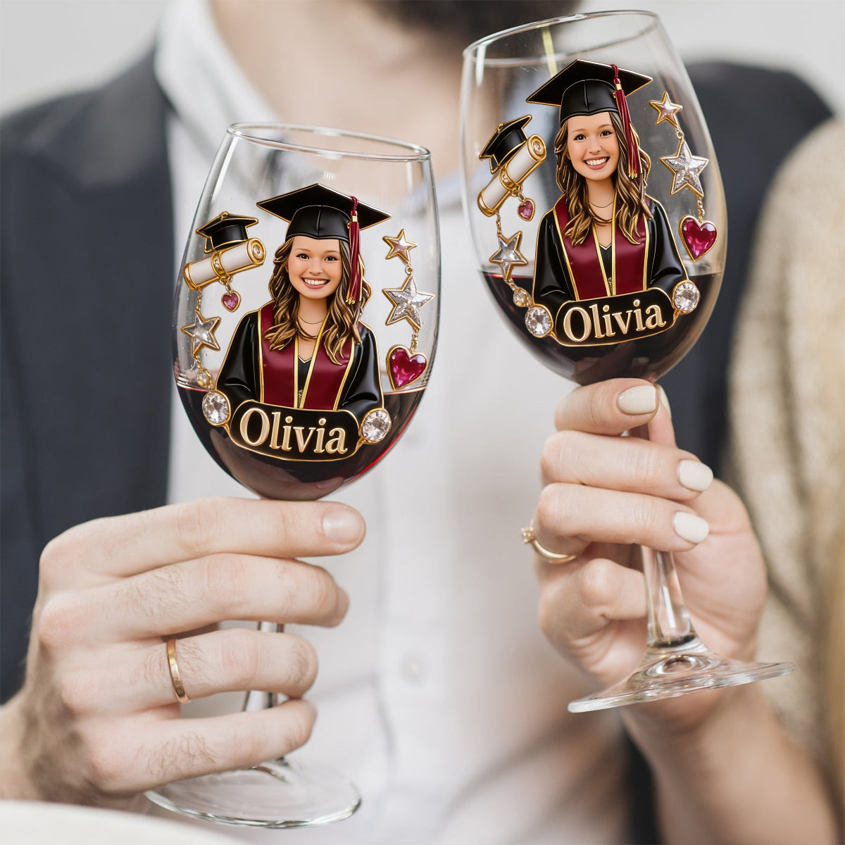 Custom Any Photo Graduation Party Gift - Personalized Graduation Wine Glass With Long Stem
