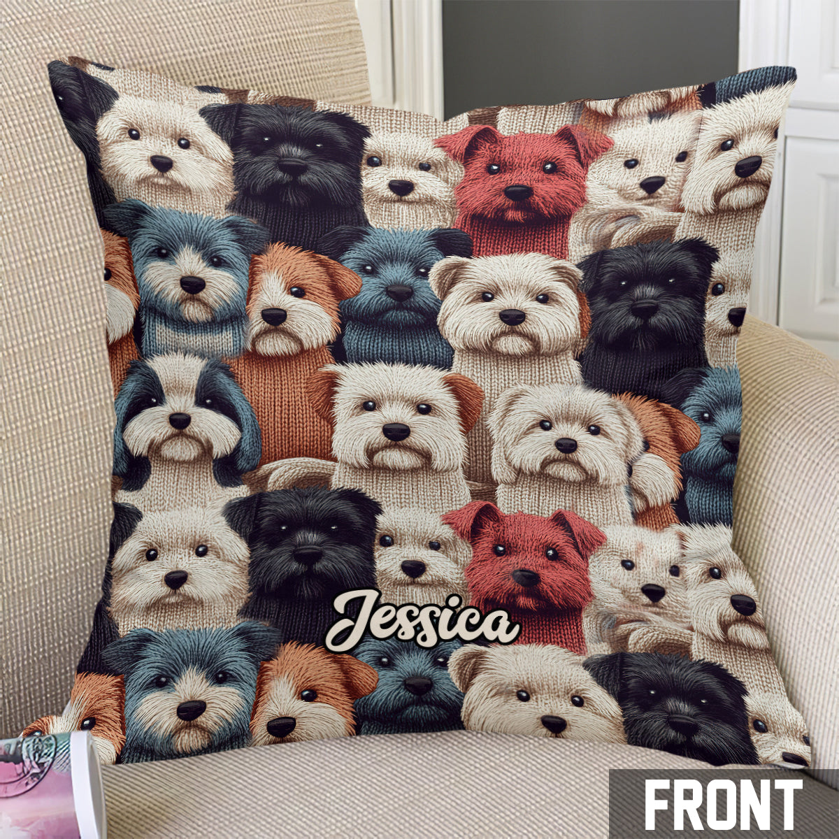 Dog Pattern - Personalized Dog Throw Pillow