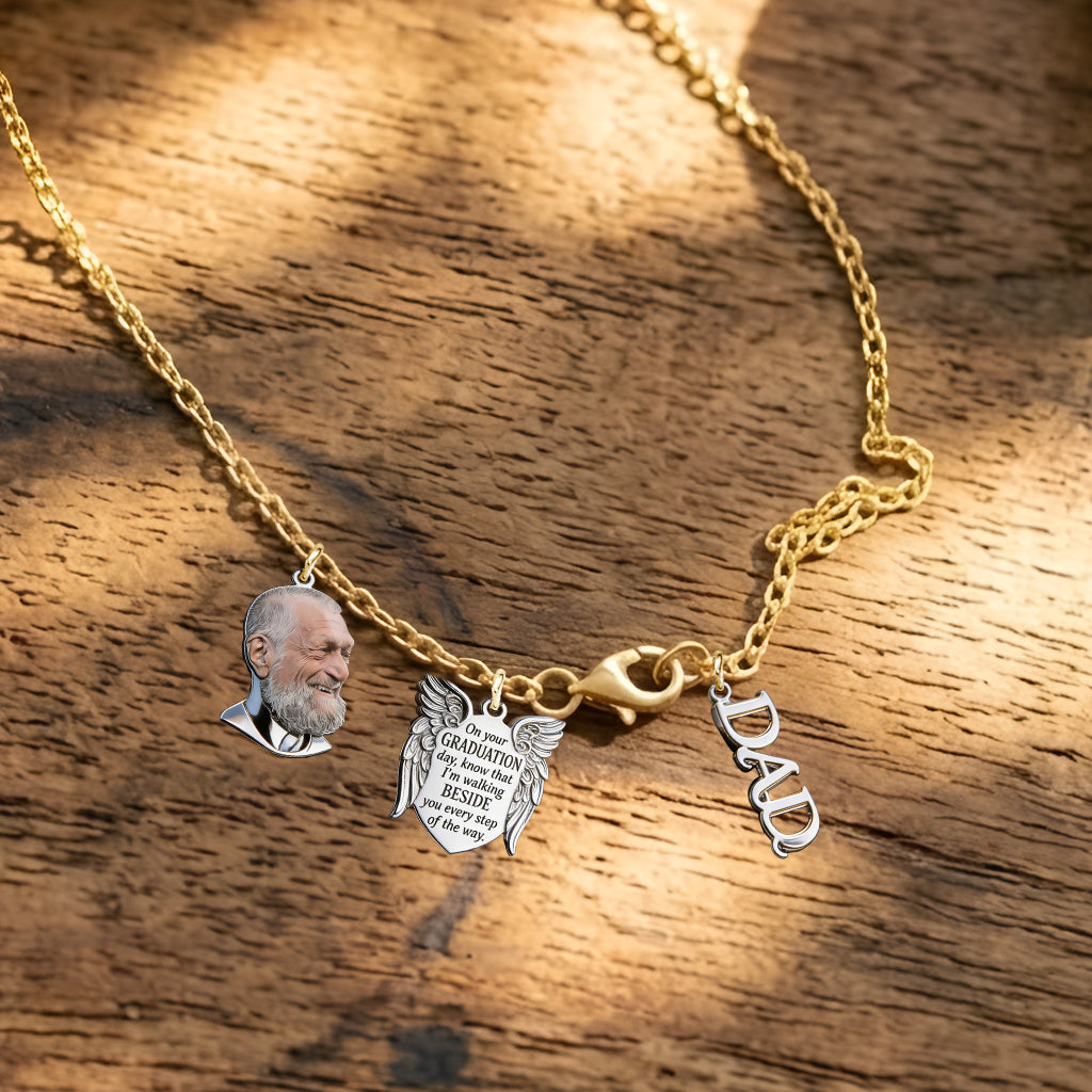 Graduation Walking Beside You Every Step - Personalized Graduation Metal Necklaces With Pendants