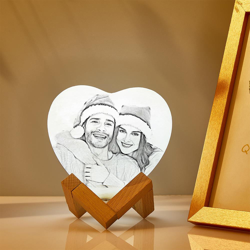 Any Photo Heart Moon Lamp - Personalized Lamp