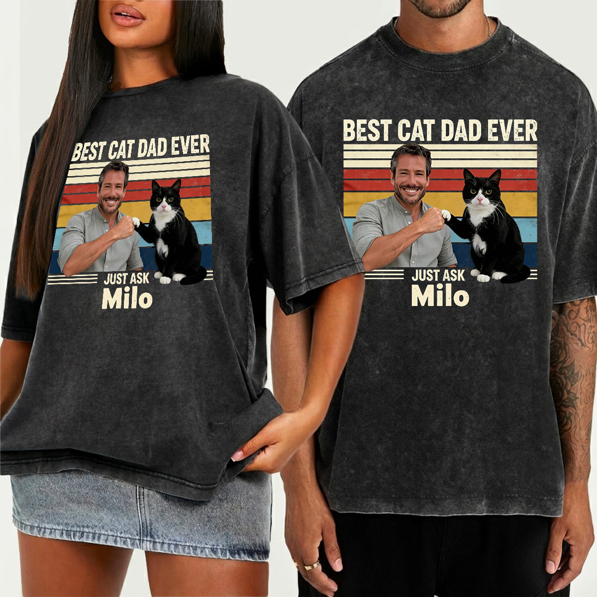 Best Cat Dad Ever - Personalized Cat Wash T-Shirt