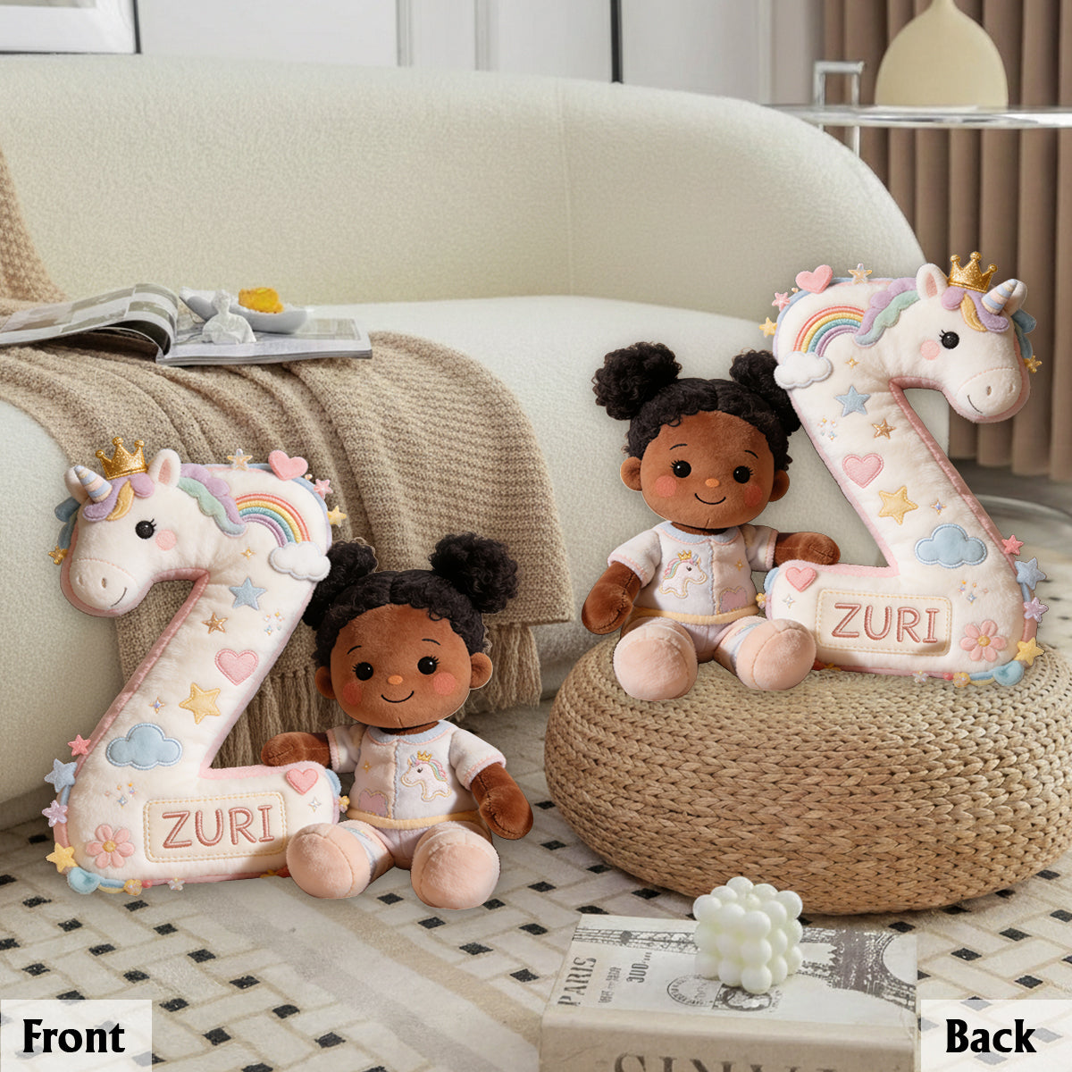 Alphabet Letter & Custom Photo And Theme - Personalized Kid Premium Faux Fur Pillow