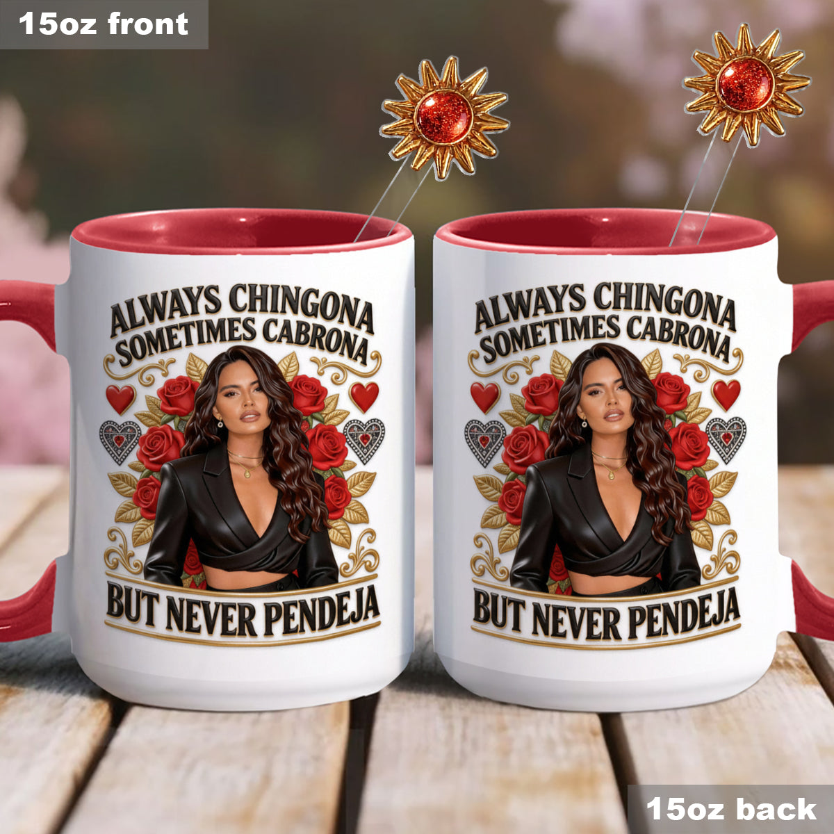Latina Vibes, Always Chingona - Personalized Latina Women Set Accent Mug with Acrylic Stirrers