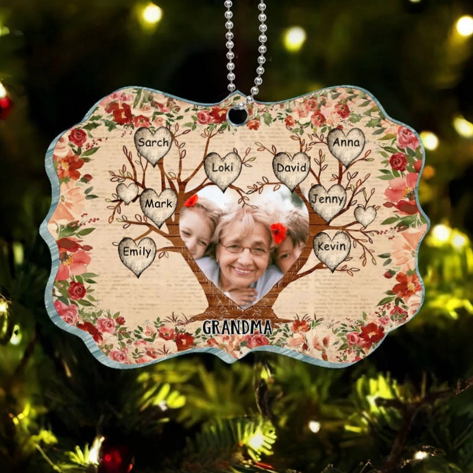 Personalized Family Tree Photo Poster, Keychain, Plaque, Ornament, Pillow, Wallet Card, Sign - Perfect Gift for Grandma with Family Names