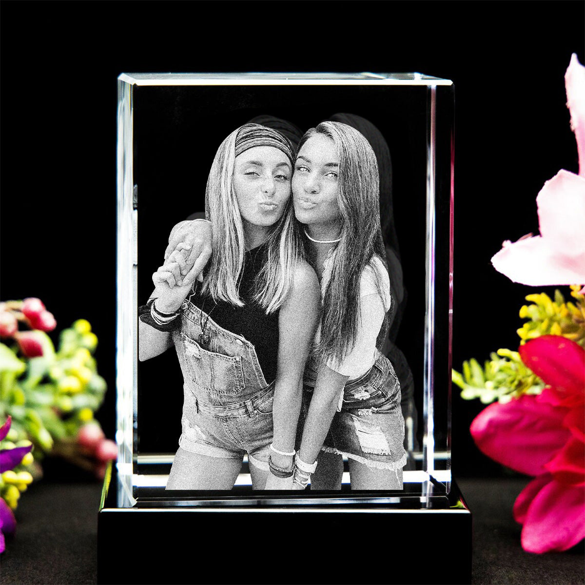 Custom Photo - Personalized Aunt Laser Engraving 3D Cuboid Shaped Crystal Lamp