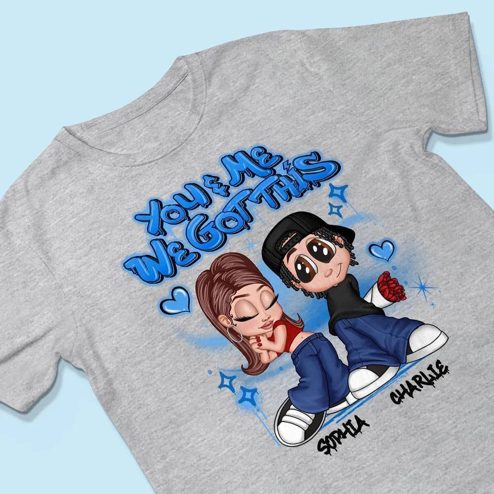 Y2K Couple Airbrushed Personalized Shirt, Gift For Him Gift For Her