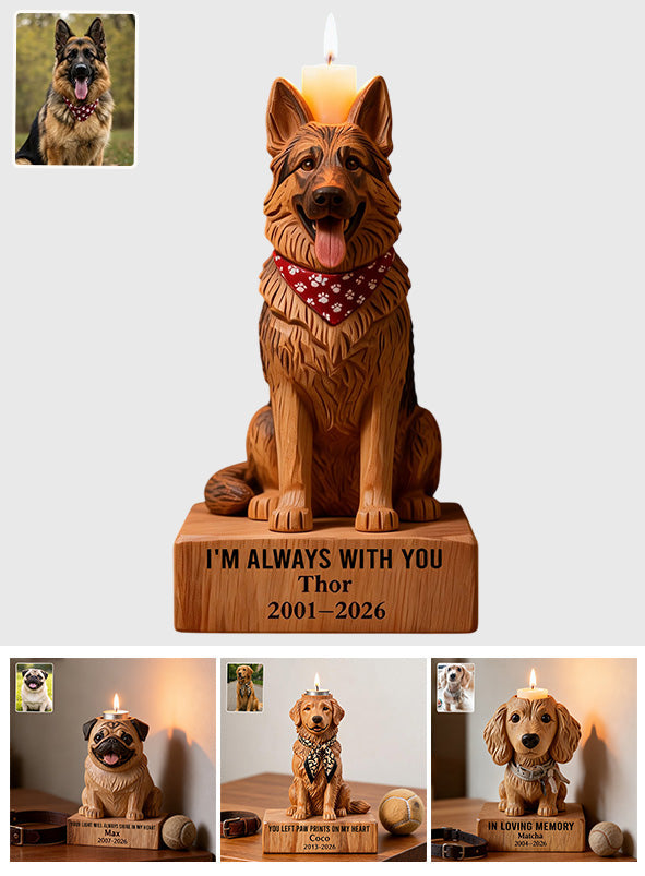 In Loving Memory - Personalized Dog Custom Shape Wooden Candle Holder
