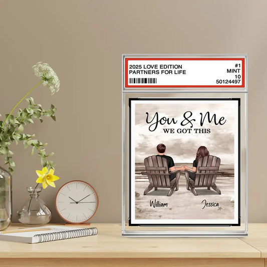 Rectangle Acrylic Block Plaque with Couple Beach Back View Design, High Clarity, Heartwarming Gift for Lovers