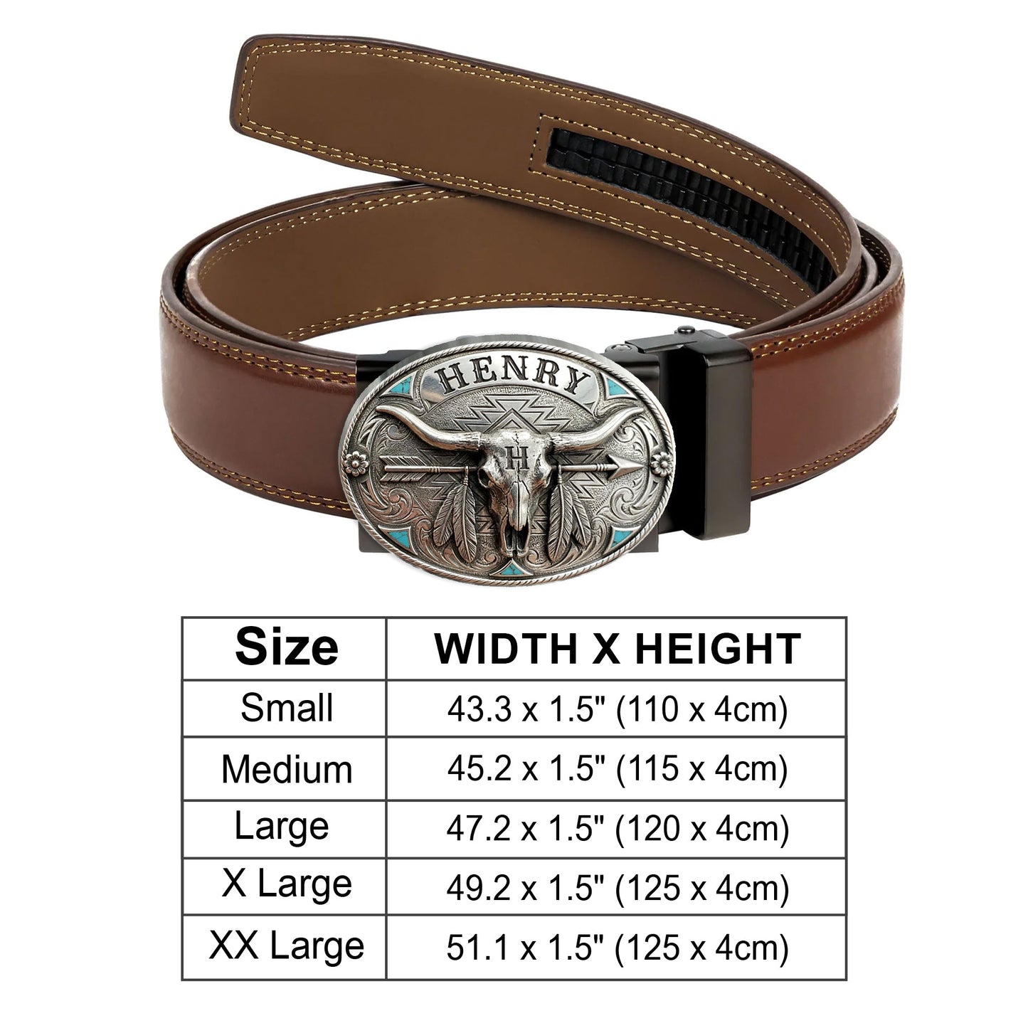Custom Initial Western Spirit - Personalized Western Outfit Leather Belt With Shaped Buckle