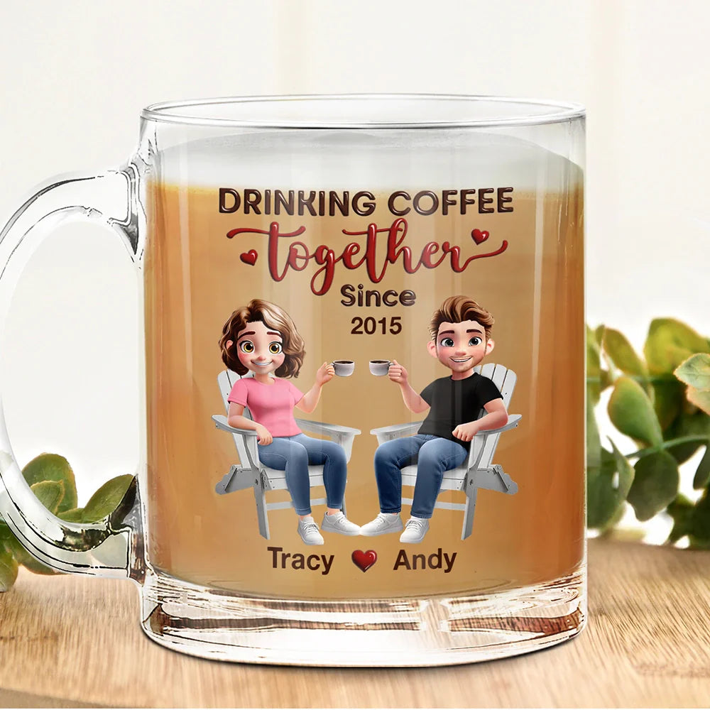Personalized Couple's Glass Mug - Custom Year Anniversary Gift