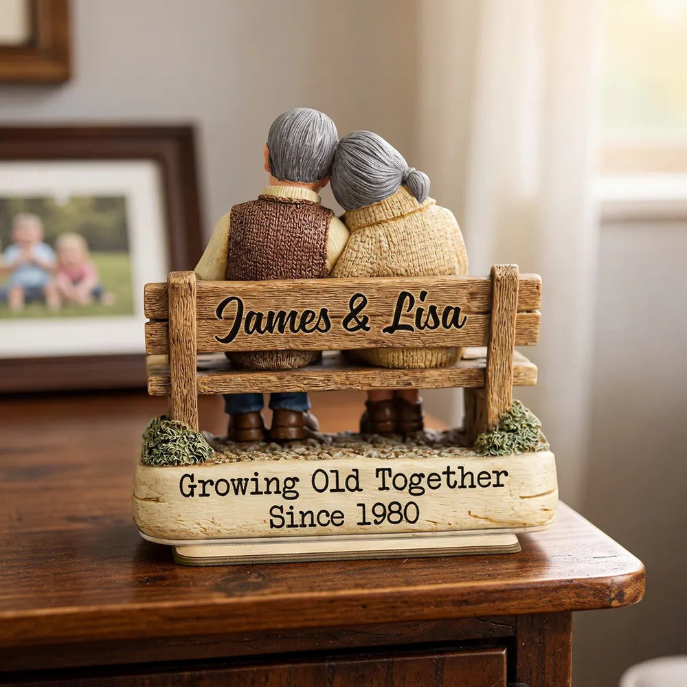Personalized 2-Layer Wooden Plaque with Cuddling Couple on a Bench, Unique Gift for Couples, Sweet Home Display