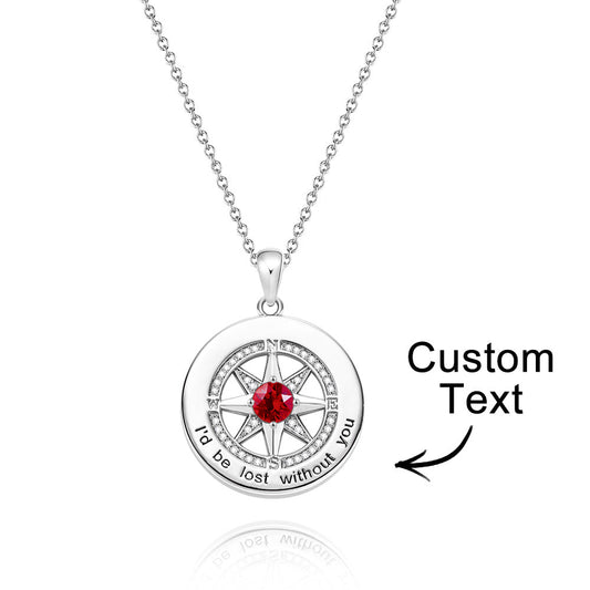 Birthstone Any Text - Personalized Birthstone Necklace