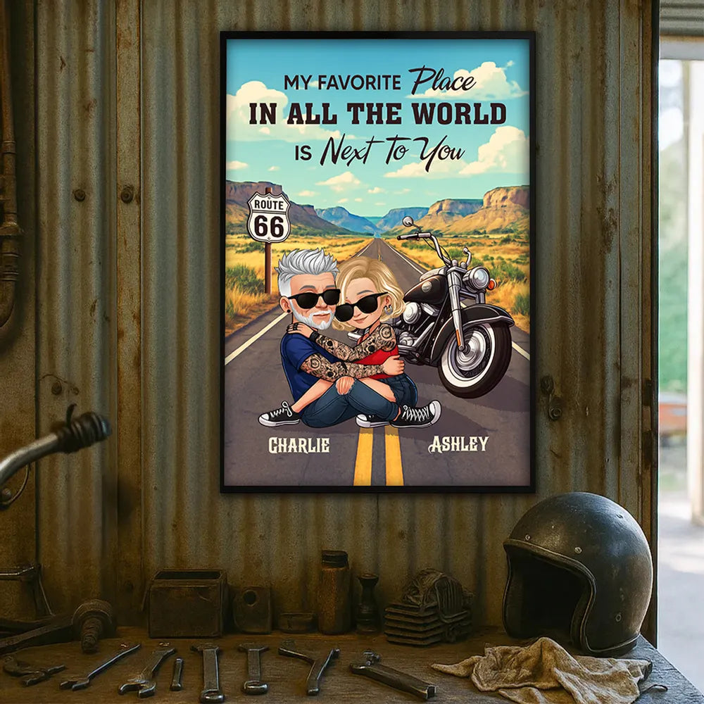 My Favorite Place Is Next To You – Personalized Poster Or Canvas For Couple, Romantic Road Trip Gift