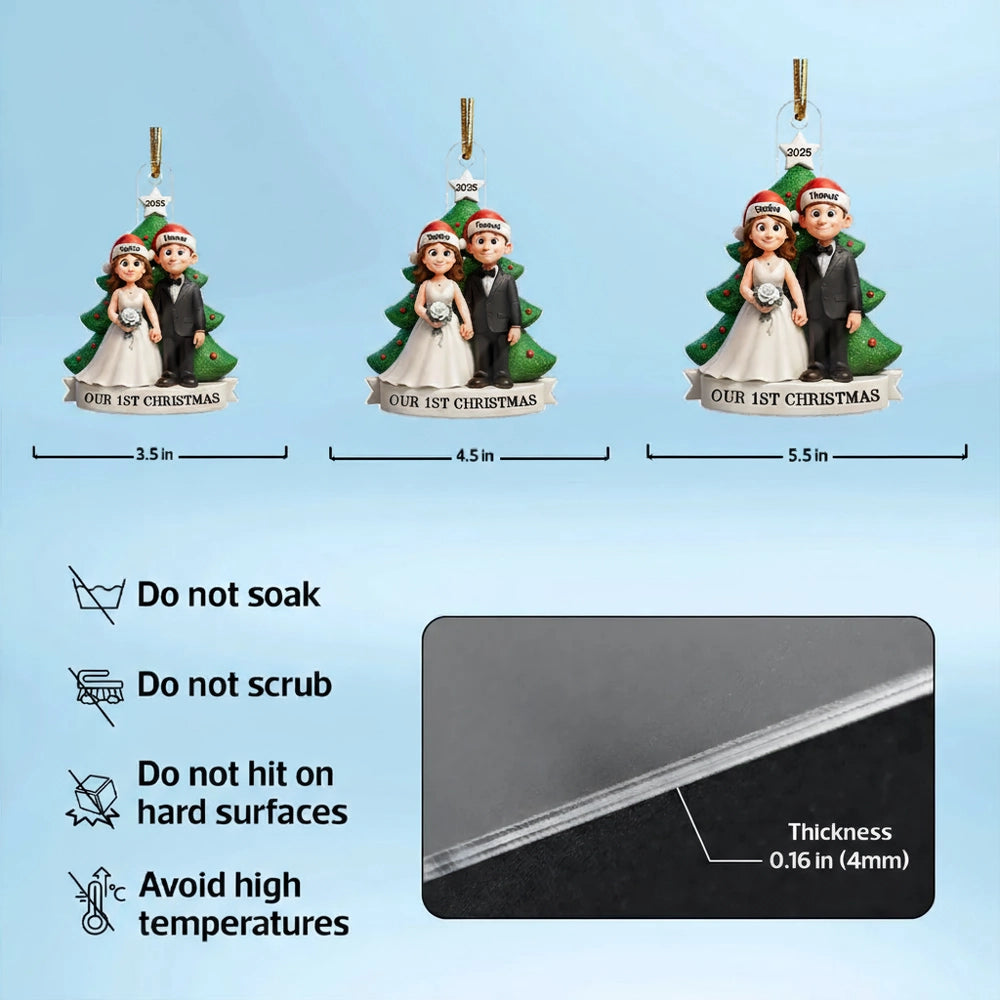 Acrylic Ornament with Newlywed Couple Design, Perfect Gift for First Christmas Together