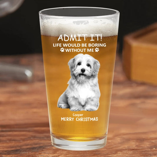 Personalized Christmas Glass Cup - Funny Pet - Themed Gift Cup