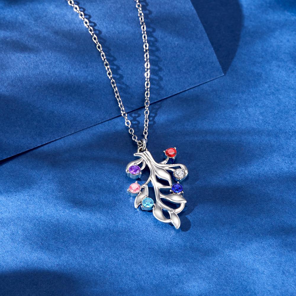 Family Birthstone - Personalized Family Diamond Tree Birthstone Necklace