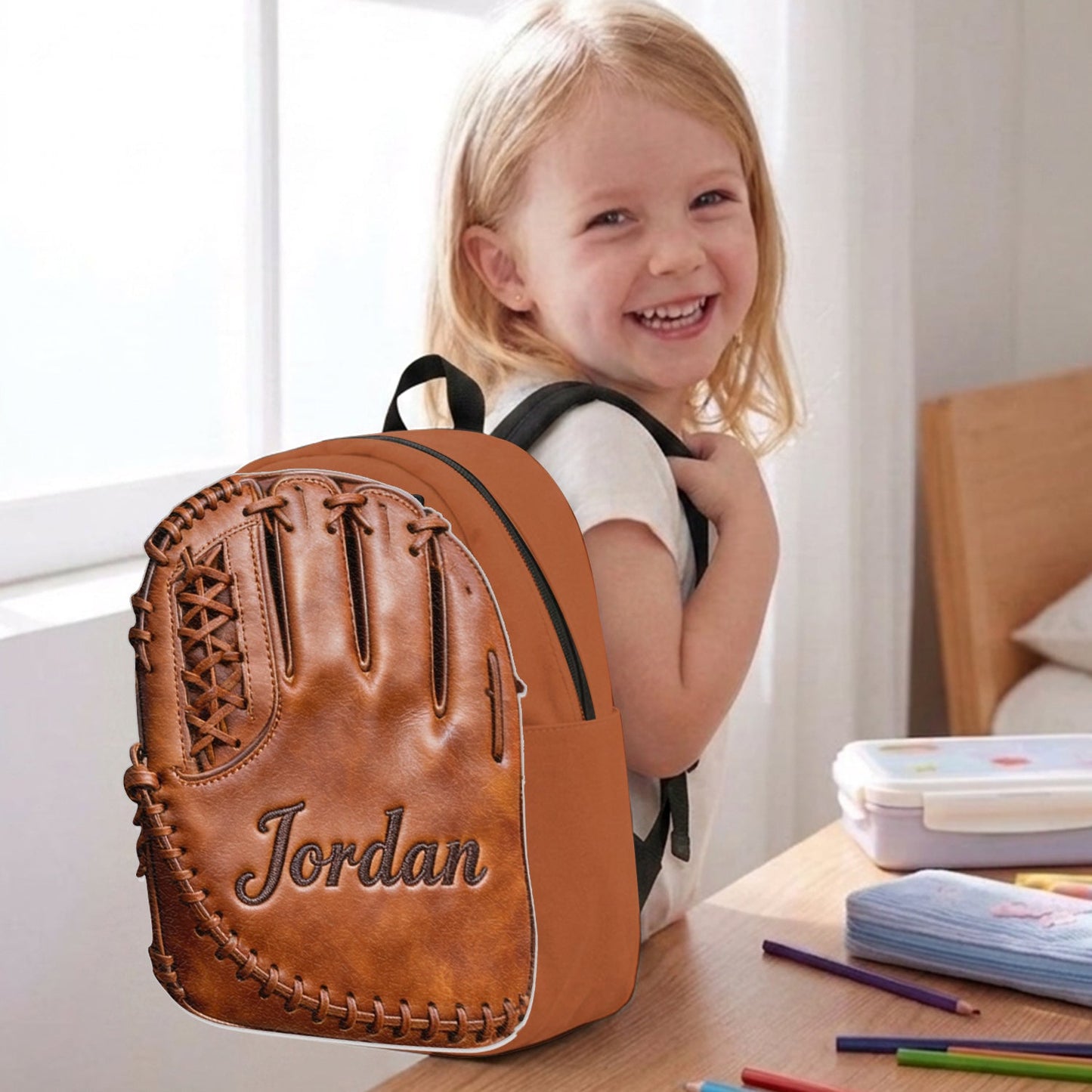 Leather Baseball Glove - Personalized Baseball Changeable Leather Patch Backpack