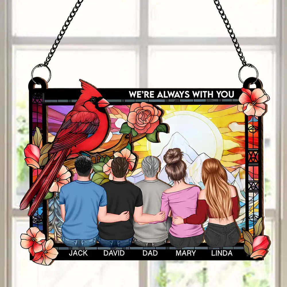 I Am Always With You Wood and Acrylic Layered Ornament – Cardinal and Angel Family Memorial Keepsake
