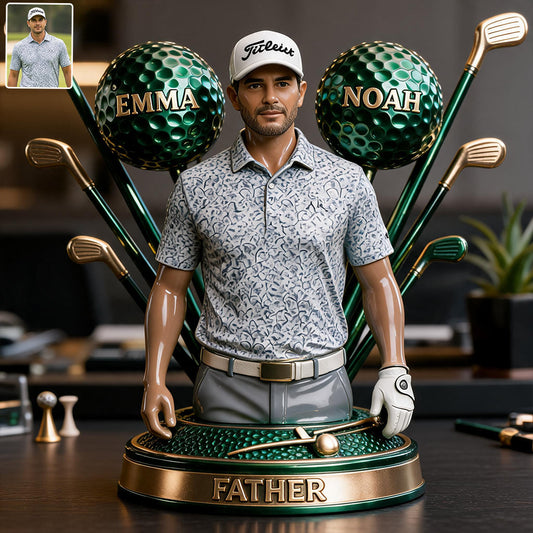 Custom Any Photo Best Dad/Grandpa By Par - Personalized Golf Custom Shaped Acrylic Plaque