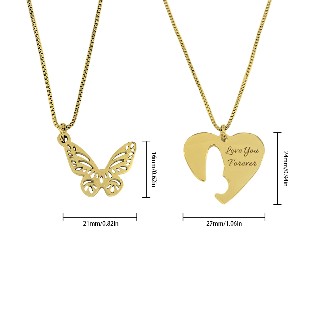 Butterfly Matching Couple - Personalized Couple Matching Necklace